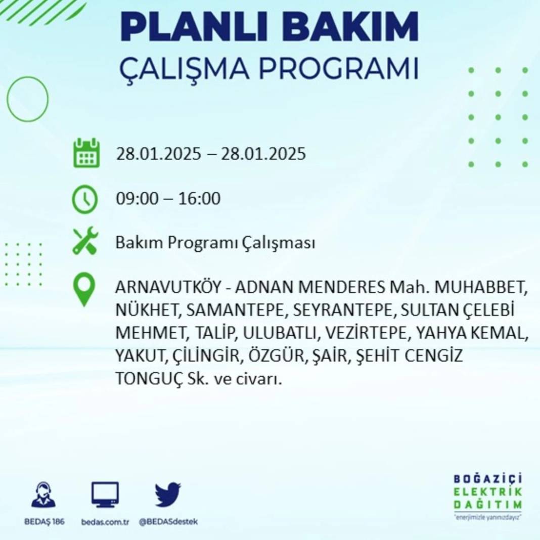 28 Ocak Salı İstanbul elektrik kesintisi: BEDAŞ elektrik kesintisi yaşayacak ilçeleri sıraladı 23