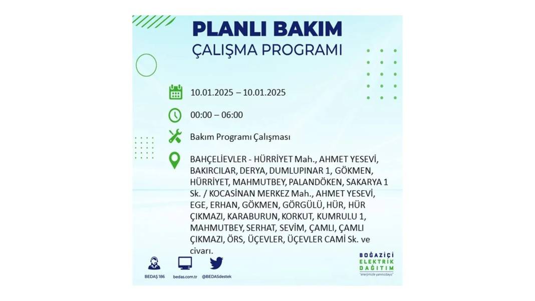 10 Ocak Cuma elektrik kesintisi: BEDAŞ elektrik kesintisi yaşayacak ilçeleri teker teker sıraladı 28