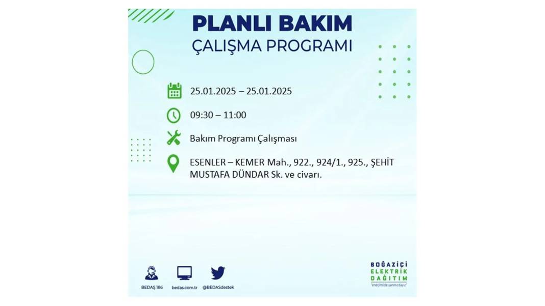 25 Ocak Cuma İstanbul elektrik kesintisi: BEDAŞ elektrik kesintisi yaşayacak ilçeleri teker teker duyurdu 16