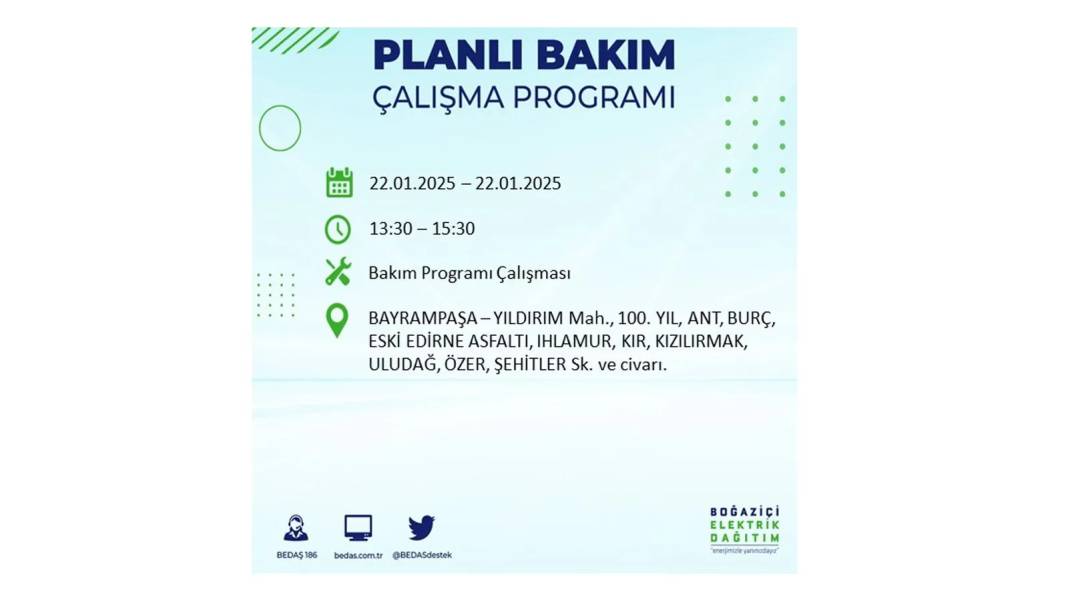 22 Ocak İstanbul elektrik kesintisi: BEDAŞ elektrik kesintisi yaşayacak ilçeleri sıraladı 31