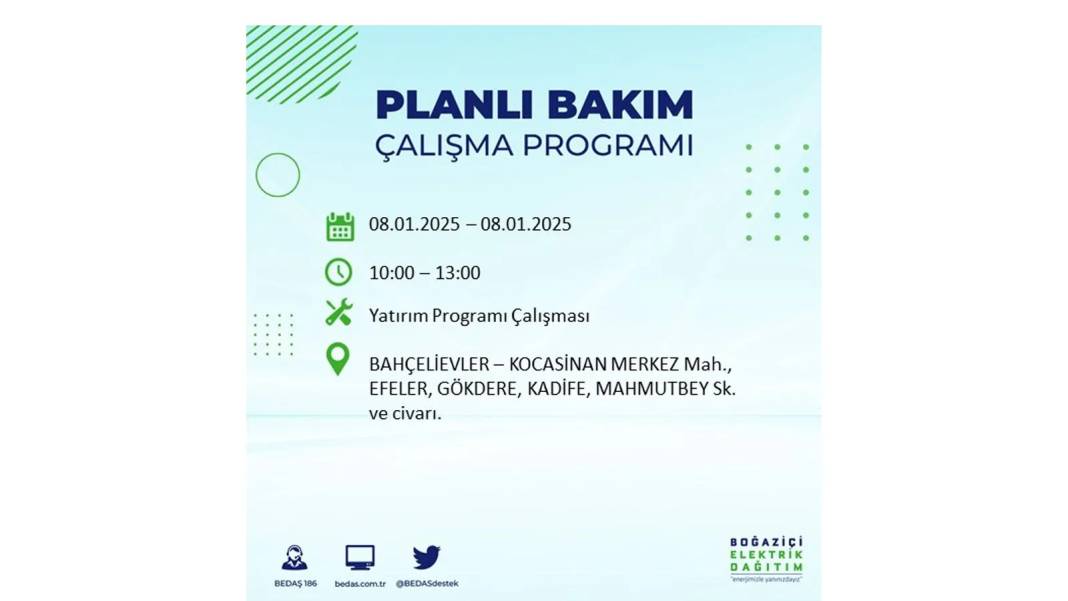 İstanbul'da elektrik kesintisi: 8 Ocak Çarşamba günü elektrik olmayacak. BEDAŞ elektrik kesintisi yaşayacak ilçeleri sıraladı 29