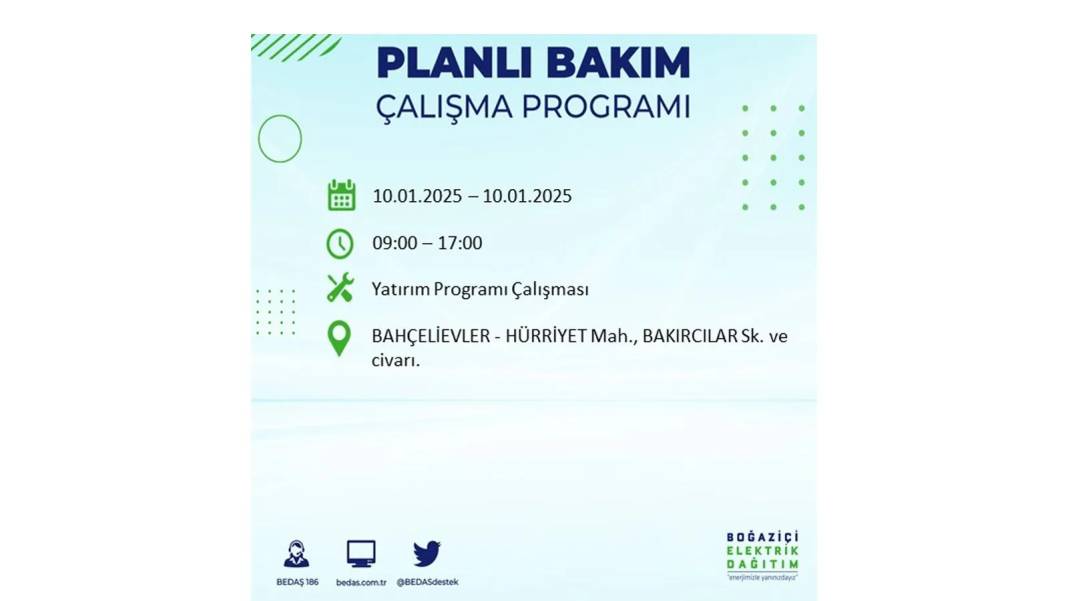 10 Ocak Cuma elektrik kesintisi: BEDAŞ elektrik kesintisi yaşayacak ilçeleri teker teker sıraladı 27