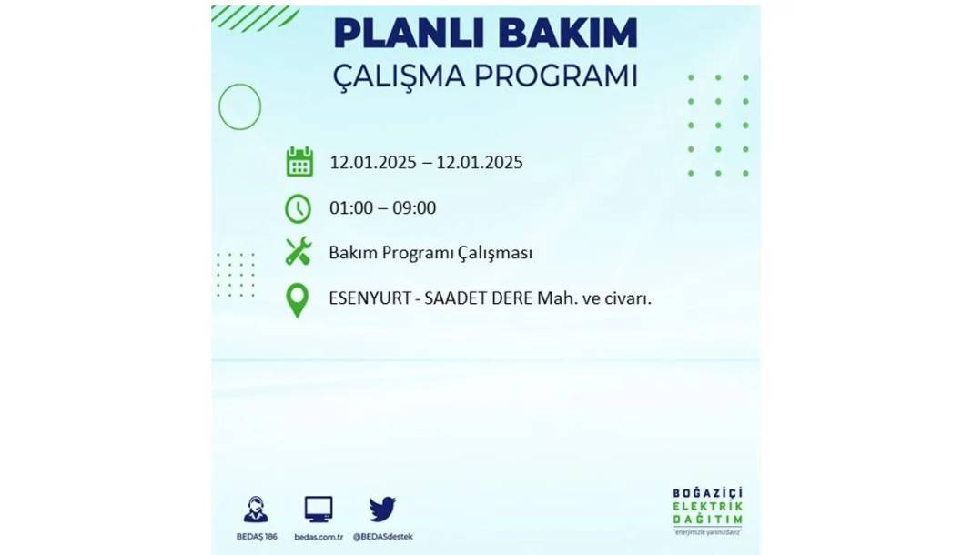 12 Ocak Pazar elektrik olmayacak: BEDAŞ elektrik kesintisi yaşayacak ilçeleri sıraladı 1