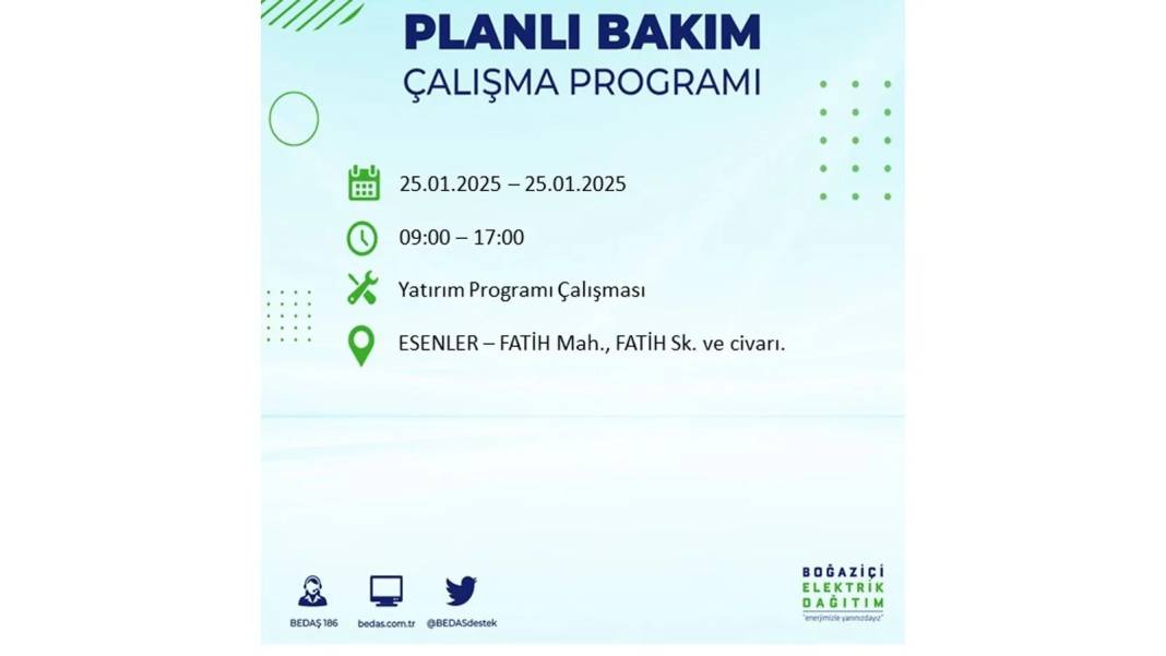 25 Ocak Cuma İstanbul elektrik kesintisi: BEDAŞ elektrik kesintisi yaşayacak ilçeleri teker teker duyurdu 17