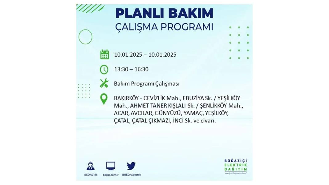 10 Ocak Cuma elektrik kesintisi: BEDAŞ elektrik kesintisi yaşayacak ilçeleri teker teker sıraladı 26