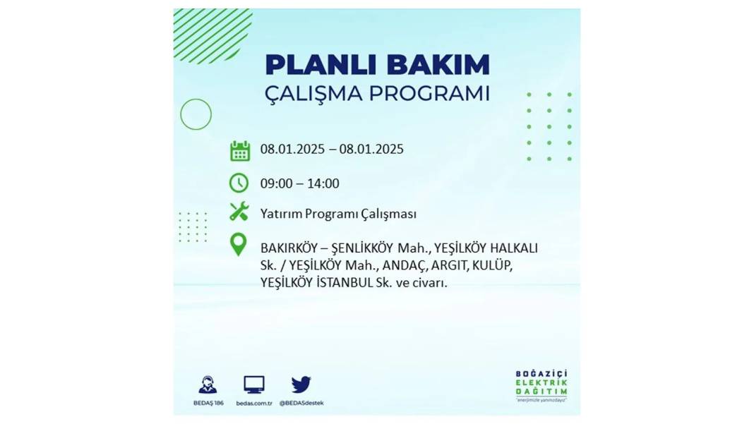 İstanbul'da elektrik kesintisi: 8 Ocak Çarşamba günü elektrik olmayacak. BEDAŞ elektrik kesintisi yaşayacak ilçeleri sıraladı 27