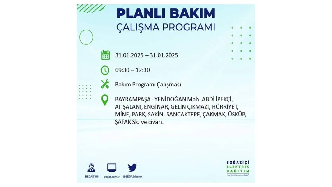 31 Ocak Cuma İstanbul elektrik kesintisi: BEDAŞ elektrik kesintisi yaşayacak ilçeleri teker teker duyurdu 61