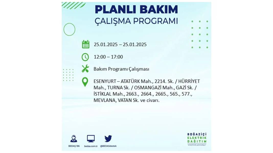 25 Ocak Cuma İstanbul elektrik kesintisi: BEDAŞ elektrik kesintisi yaşayacak ilçeleri teker teker duyurdu 15