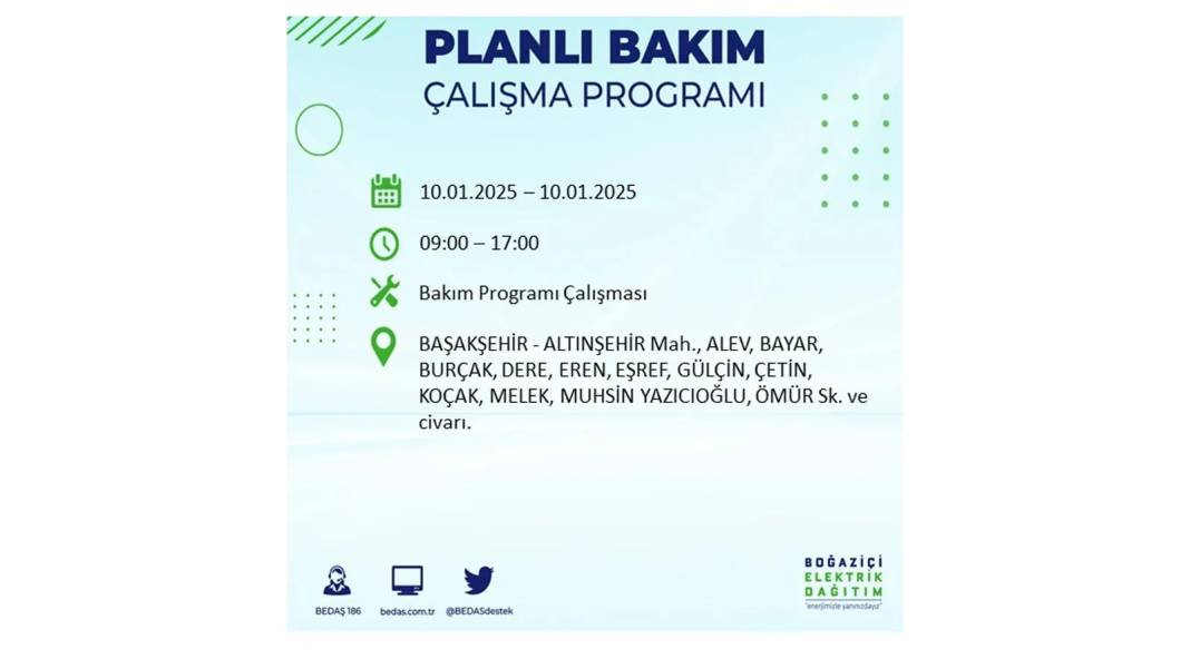 10 Ocak Cuma elektrik kesintisi: BEDAŞ elektrik kesintisi yaşayacak ilçeleri teker teker sıraladı 24