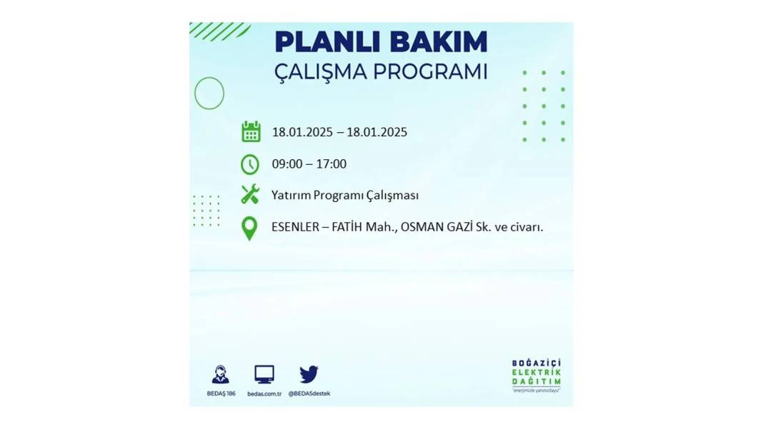 İstanbul'da elektrik kesintisi: BEDAŞ 18 Ocak Cumartesi elektrik kesintisi yaşayacak ilçeleri sıraladı 24