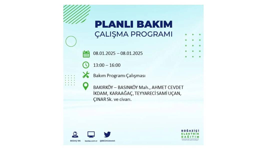 İstanbul'da elektrik kesintisi: 8 Ocak Çarşamba günü elektrik olmayacak. BEDAŞ elektrik kesintisi yaşayacak ilçeleri sıraladı 25