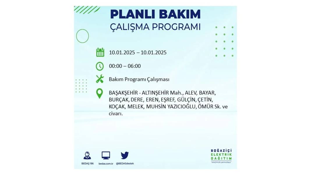 10 Ocak Cuma elektrik kesintisi: BEDAŞ elektrik kesintisi yaşayacak ilçeleri teker teker sıraladı 23