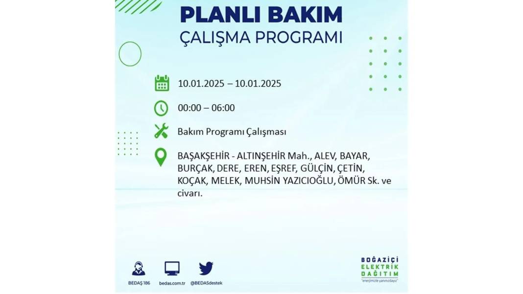 10 Ocak Cuma elektrik kesintisi: BEDAŞ elektrik kesintisi yaşayacak ilçeleri teker teker sıraladı 22