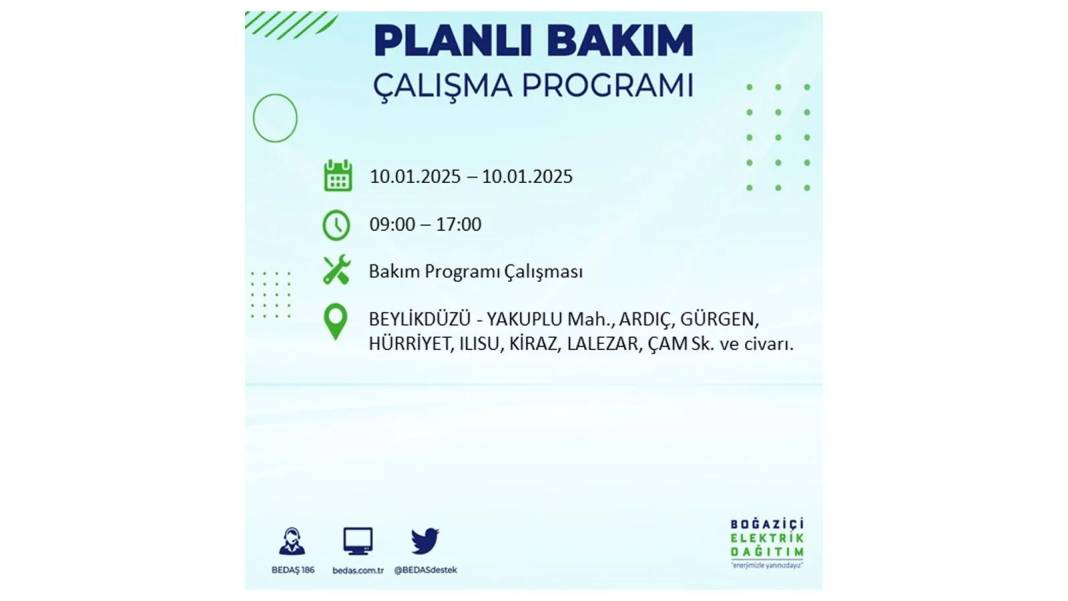 10 Ocak Cuma elektrik kesintisi: BEDAŞ elektrik kesintisi yaşayacak ilçeleri teker teker sıraladı 21