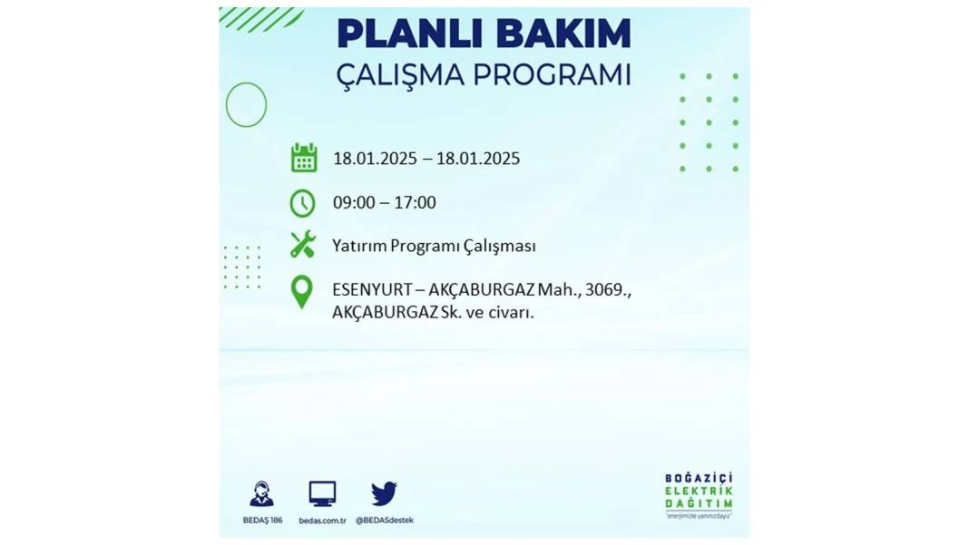 İstanbul'da elektrik kesintisi: BEDAŞ 18 Ocak Cumartesi elektrik kesintisi yaşayacak ilçeleri sıraladı 22