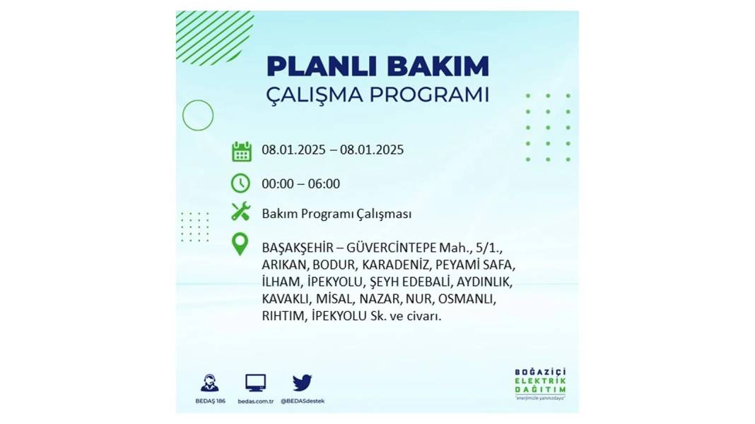 İstanbul'da elektrik kesintisi: 8 Ocak Çarşamba günü elektrik olmayacak. BEDAŞ elektrik kesintisi yaşayacak ilçeleri sıraladı 22