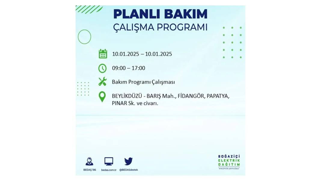 10 Ocak Cuma elektrik kesintisi: BEDAŞ elektrik kesintisi yaşayacak ilçeleri teker teker sıraladı 20