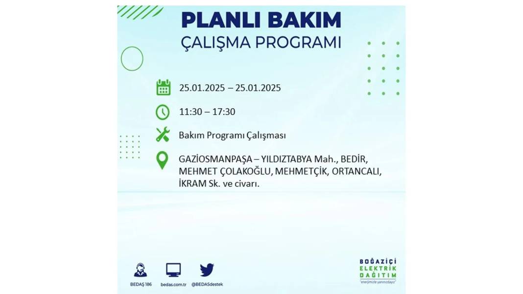 25 Ocak Cuma İstanbul elektrik kesintisi: BEDAŞ elektrik kesintisi yaşayacak ilçeleri teker teker duyurdu 10