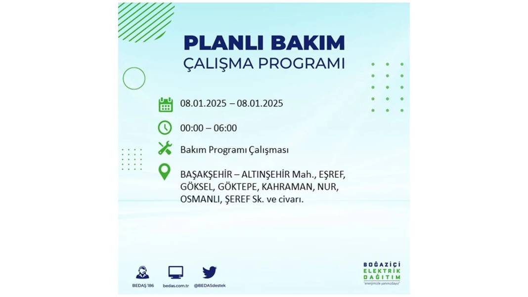 İstanbul'da elektrik kesintisi: 8 Ocak Çarşamba günü elektrik olmayacak. BEDAŞ elektrik kesintisi yaşayacak ilçeleri sıraladı 20