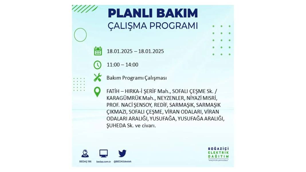 İstanbul'da elektrik kesintisi: BEDAŞ 18 Ocak Cumartesi elektrik kesintisi yaşayacak ilçeleri sıraladı 20