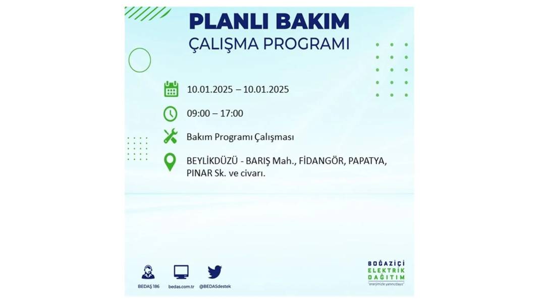 10 Ocak Cuma elektrik kesintisi: BEDAŞ elektrik kesintisi yaşayacak ilçeleri teker teker sıraladı 19