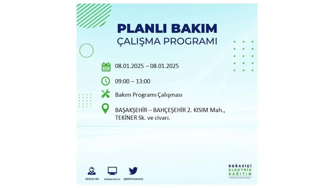 İstanbul'da elektrik kesintisi: 8 Ocak Çarşamba günü elektrik olmayacak. BEDAŞ elektrik kesintisi yaşayacak ilçeleri sıraladı 19