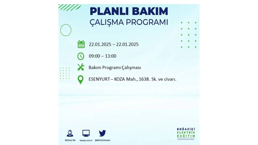 22 Ocak İstanbul elektrik kesintisi: BEDAŞ elektrik kesintisi yaşayacak ilçeleri sıraladı 21