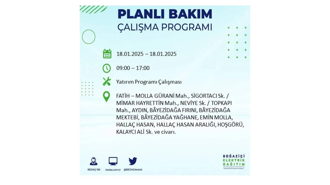 İstanbul'da elektrik kesintisi: BEDAŞ 18 Ocak Cumartesi elektrik kesintisi yaşayacak ilçeleri sıraladı 23