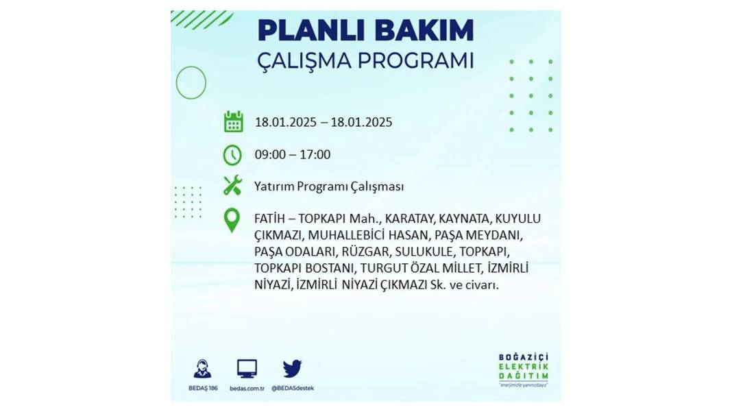 İstanbul'da elektrik kesintisi: BEDAŞ 18 Ocak Cumartesi elektrik kesintisi yaşayacak ilçeleri sıraladı 17