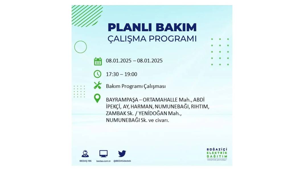 İstanbul'da elektrik kesintisi: 8 Ocak Çarşamba günü elektrik olmayacak. BEDAŞ elektrik kesintisi yaşayacak ilçeleri sıraladı 18