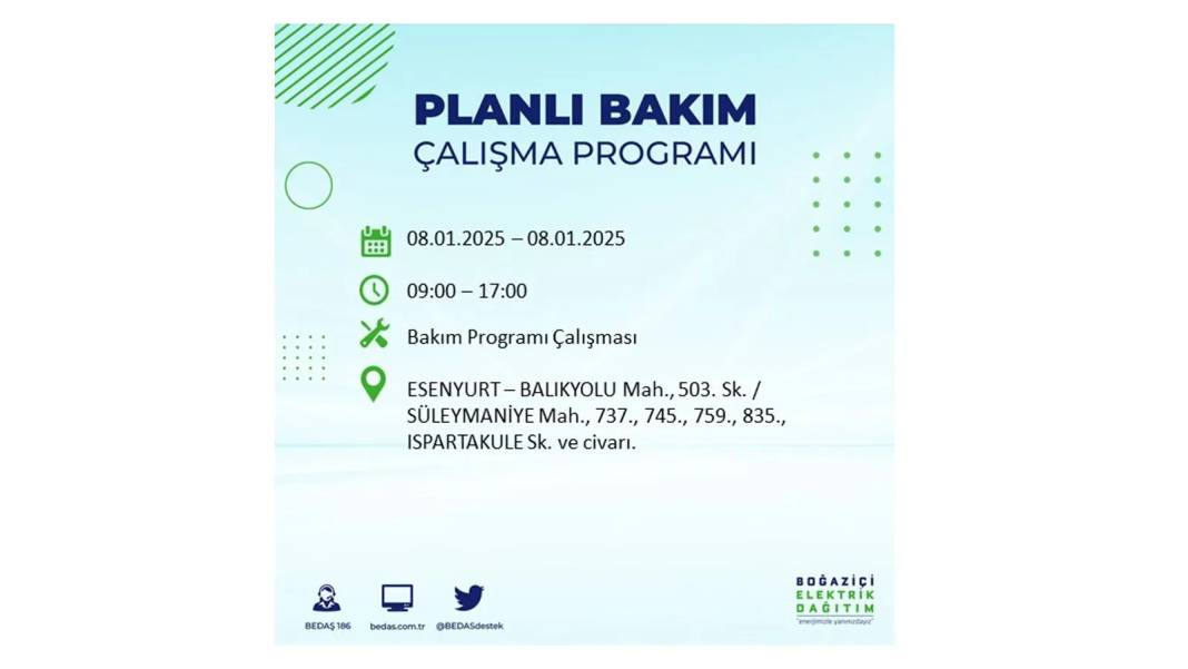 İstanbul'da elektrik kesintisi: 8 Ocak Çarşamba günü elektrik olmayacak. BEDAŞ elektrik kesintisi yaşayacak ilçeleri sıraladı 17