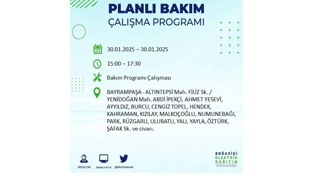 KARANLIĞA GÖMÜLECEKLER: 30 Ocak Perşembe İstanbul elektrik kesintisi. BEDAŞ o ilçeleri duyurdu 53