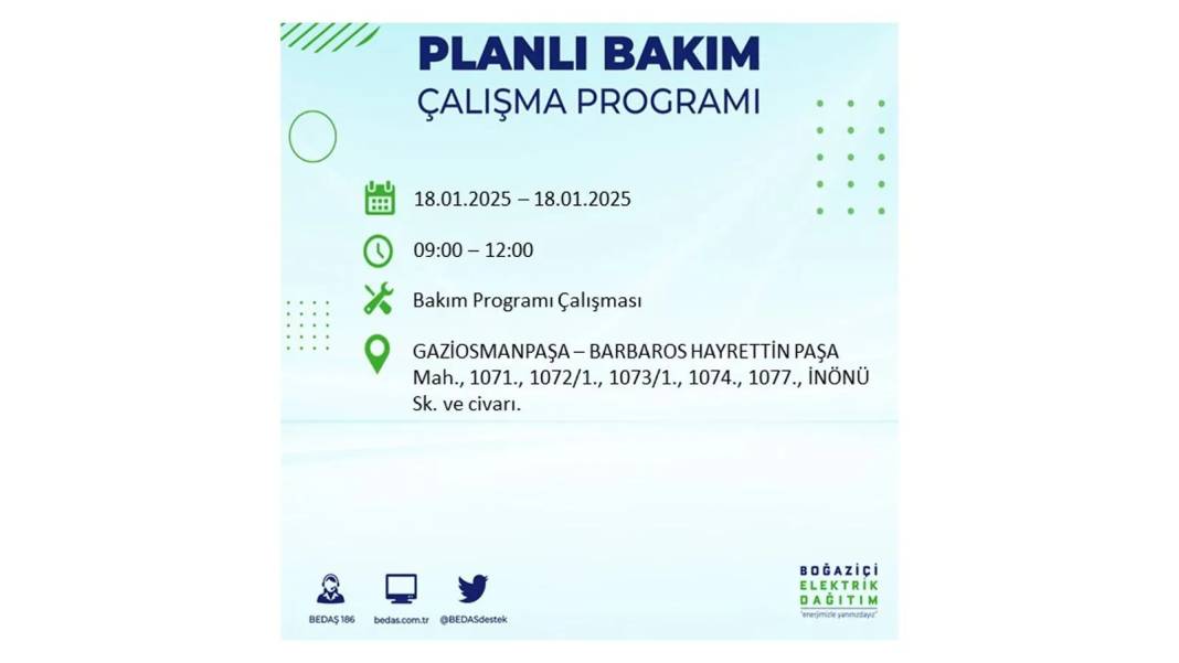 İstanbul'da elektrik kesintisi: BEDAŞ 18 Ocak Cumartesi elektrik kesintisi yaşayacak ilçeleri sıraladı 15