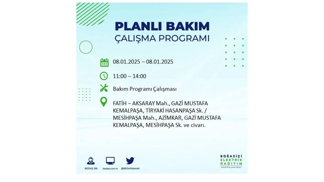 İstanbul'da elektrik kesintisi: 8 Ocak Çarşamba günü elektrik olmayacak. BEDAŞ elektrik kesintisi yaşayacak ilçeleri sıraladı 16