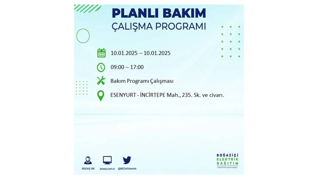 10 Ocak Cuma elektrik kesintisi: BEDAŞ elektrik kesintisi yaşayacak ilçeleri teker teker sıraladı 13