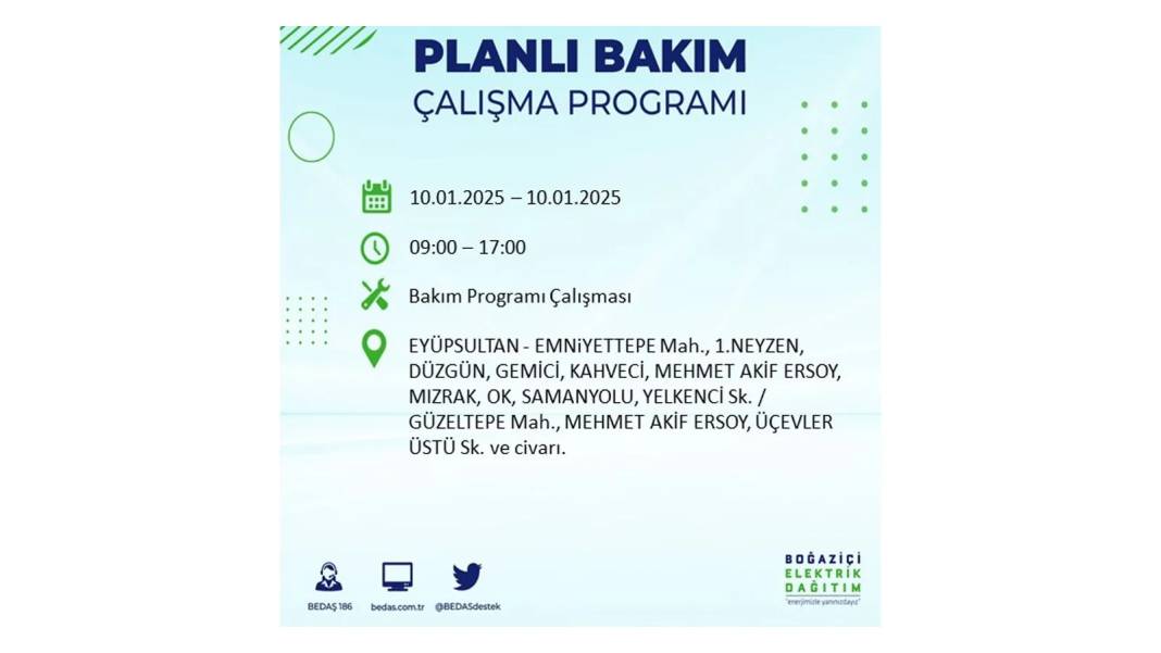 10 Ocak Cuma elektrik kesintisi: BEDAŞ elektrik kesintisi yaşayacak ilçeleri teker teker sıraladı 12