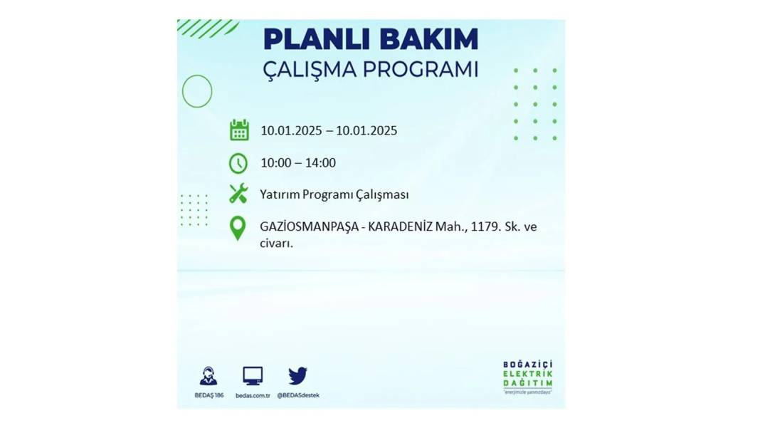 10 Ocak Cuma elektrik kesintisi: BEDAŞ elektrik kesintisi yaşayacak ilçeleri teker teker sıraladı 11