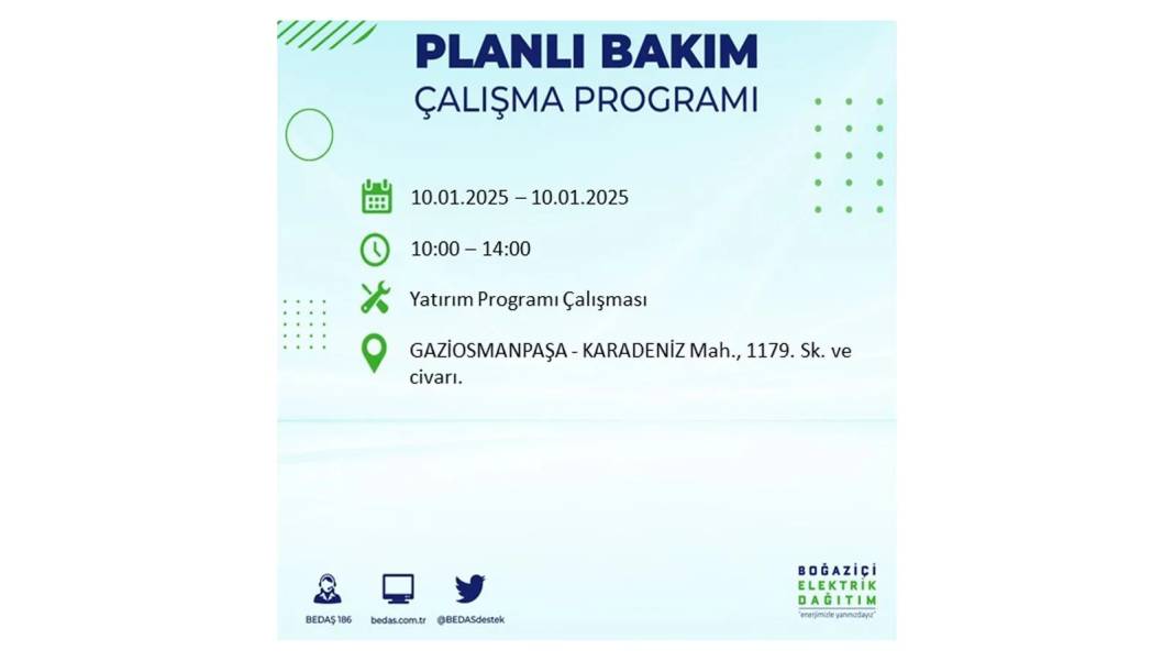 10 Ocak Cuma elektrik kesintisi: BEDAŞ elektrik kesintisi yaşayacak ilçeleri teker teker sıraladı 9