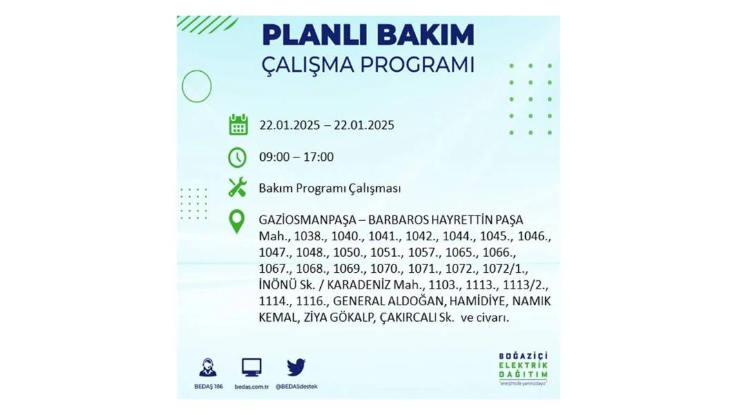 22 Ocak İstanbul elektrik kesintisi: BEDAŞ elektrik kesintisi yaşayacak ilçeleri sıraladı 15