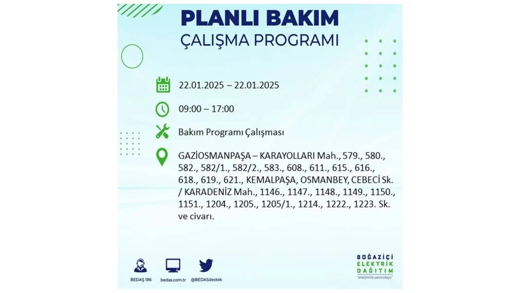 22 Ocak İstanbul elektrik kesintisi: BEDAŞ elektrik kesintisi yaşayacak ilçeleri sıraladı 13