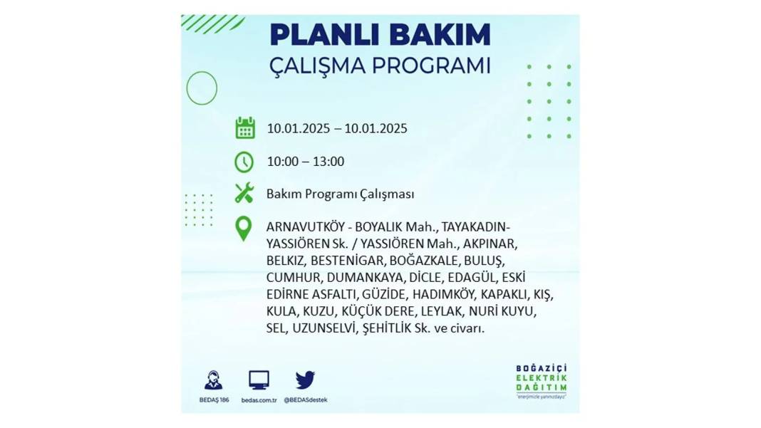 10 Ocak Cuma elektrik kesintisi: BEDAŞ elektrik kesintisi yaşayacak ilçeleri teker teker sıraladı 37