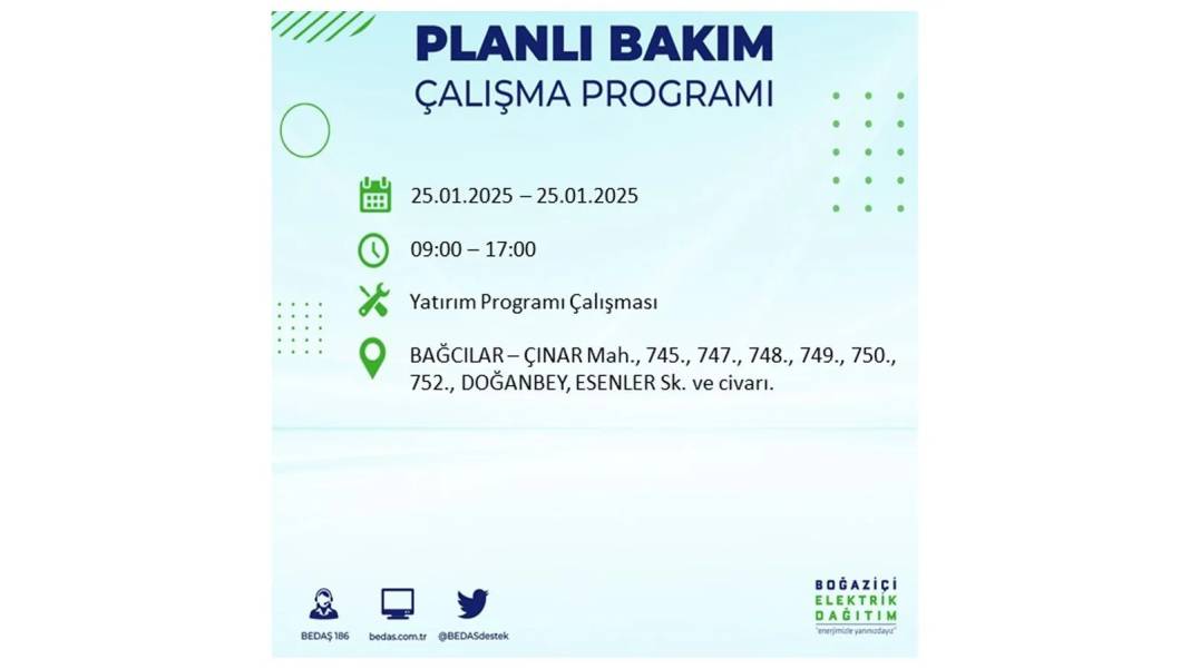 25 Ocak Cuma İstanbul elektrik kesintisi: BEDAŞ elektrik kesintisi yaşayacak ilçeleri teker teker duyurdu 27