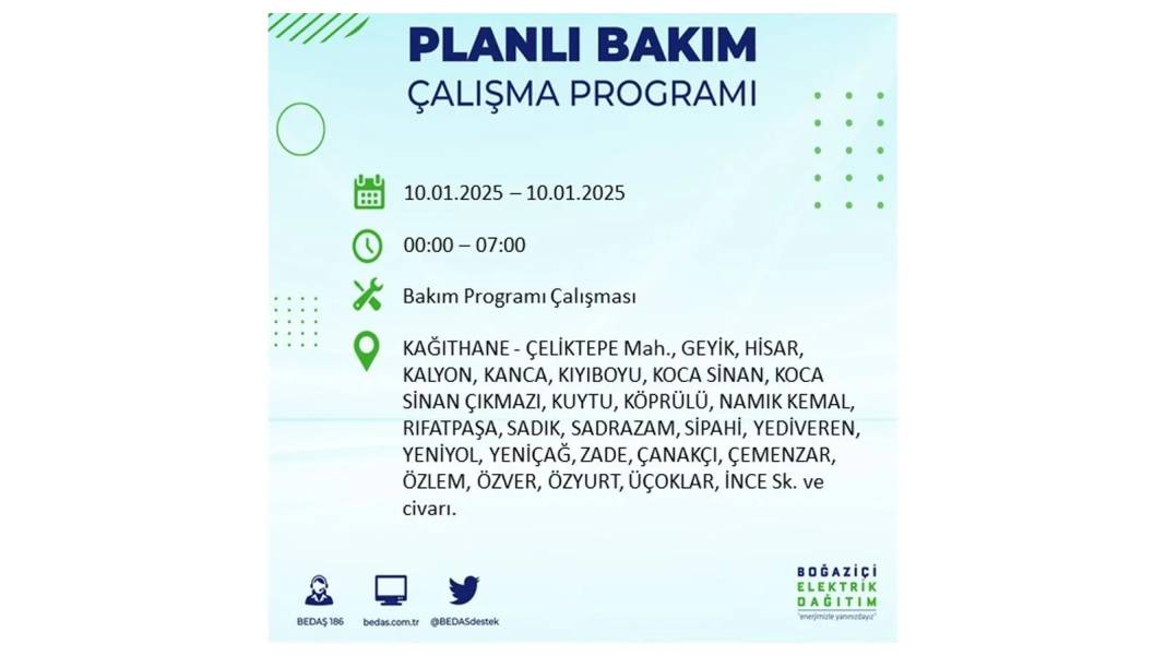 10 Ocak Cuma elektrik kesintisi: BEDAŞ elektrik kesintisi yaşayacak ilçeleri teker teker sıraladı 8