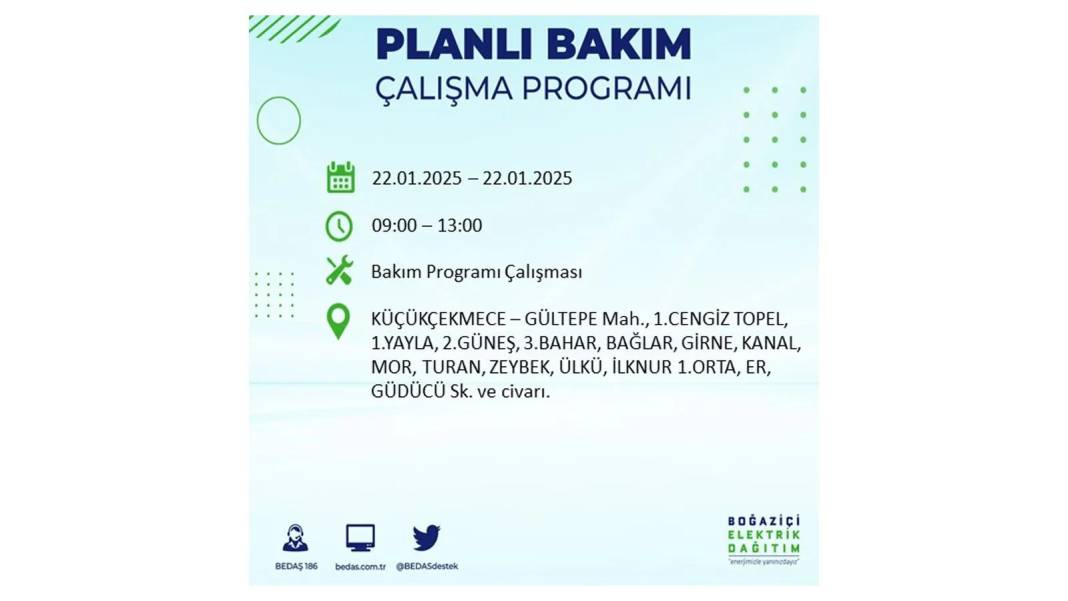 22 Ocak İstanbul elektrik kesintisi: BEDAŞ elektrik kesintisi yaşayacak ilçeleri sıraladı 11