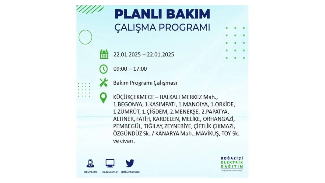 22 Ocak İstanbul elektrik kesintisi: BEDAŞ elektrik kesintisi yaşayacak ilçeleri sıraladı 10