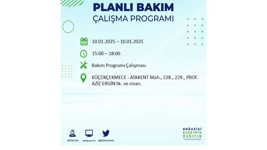 10 Ocak Cuma elektrik kesintisi: BEDAŞ elektrik kesintisi yaşayacak ilçeleri teker teker sıraladı 6