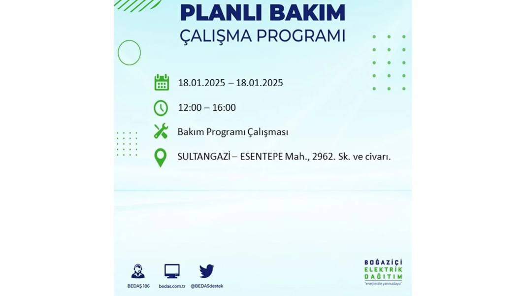 İstanbul'da elektrik kesintisi: BEDAŞ 18 Ocak Cumartesi elektrik kesintisi yaşayacak ilçeleri sıraladı 8