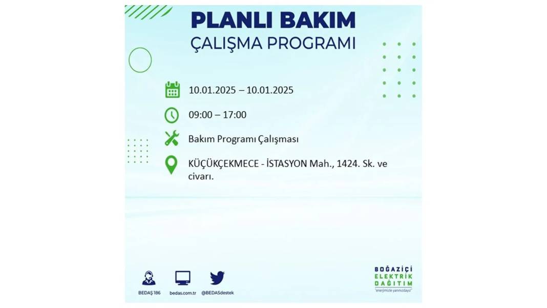 10 Ocak Cuma elektrik kesintisi: BEDAŞ elektrik kesintisi yaşayacak ilçeleri teker teker sıraladı 5