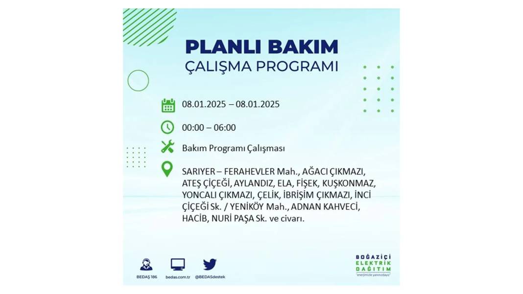 İstanbul'da elektrik kesintisi: 8 Ocak Çarşamba günü elektrik olmayacak. BEDAŞ elektrik kesintisi yaşayacak ilçeleri sıraladı 7