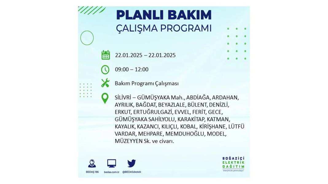 22 Ocak İstanbul elektrik kesintisi: BEDAŞ elektrik kesintisi yaşayacak ilçeleri sıraladı 6